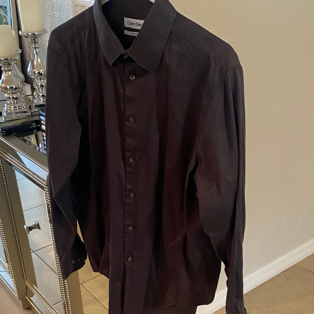 Calvin Klein Men's Dark Gray Dress Shirt